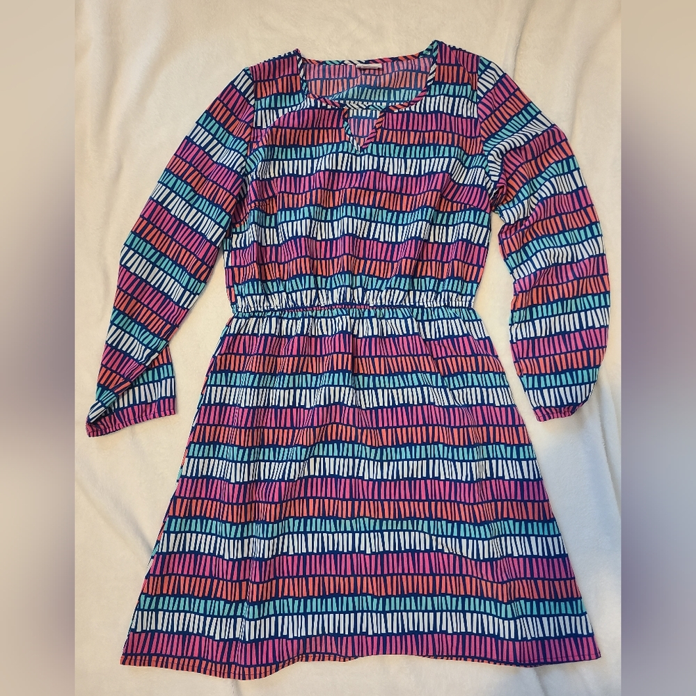 All For Color Striped Flowy Women's Long Sleeved Dress